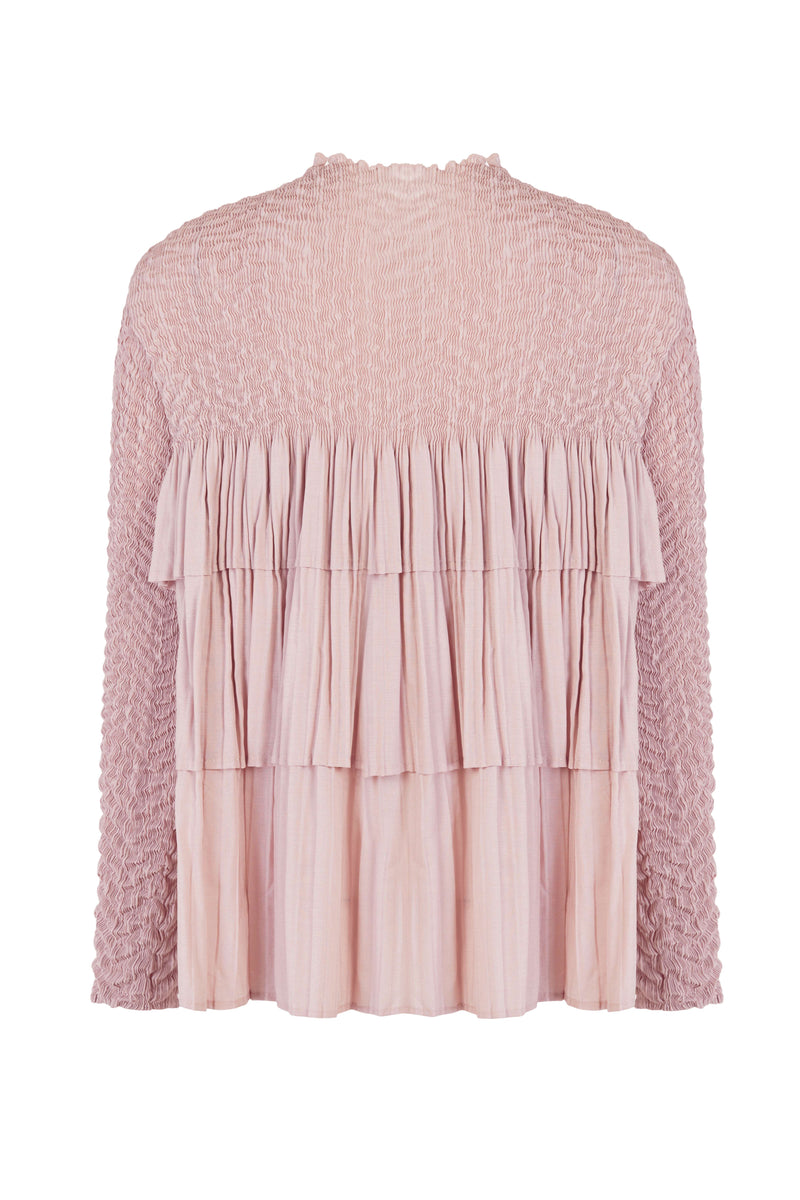 Blush Pink Crinkled Full Sleeves Top