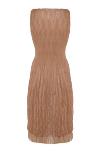 Crinkled Lace Nude Midi Dress - Tastes Like Couture