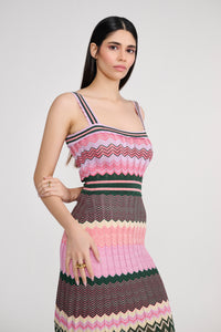 Chevron Knit Pointelle Maxi Dress