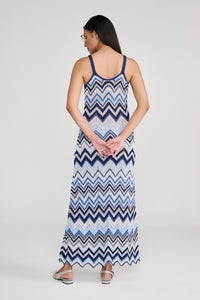 Knit Blue Sleeveless Chevron Maxi