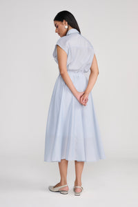 Blue Silk Finish Midi A Line dress