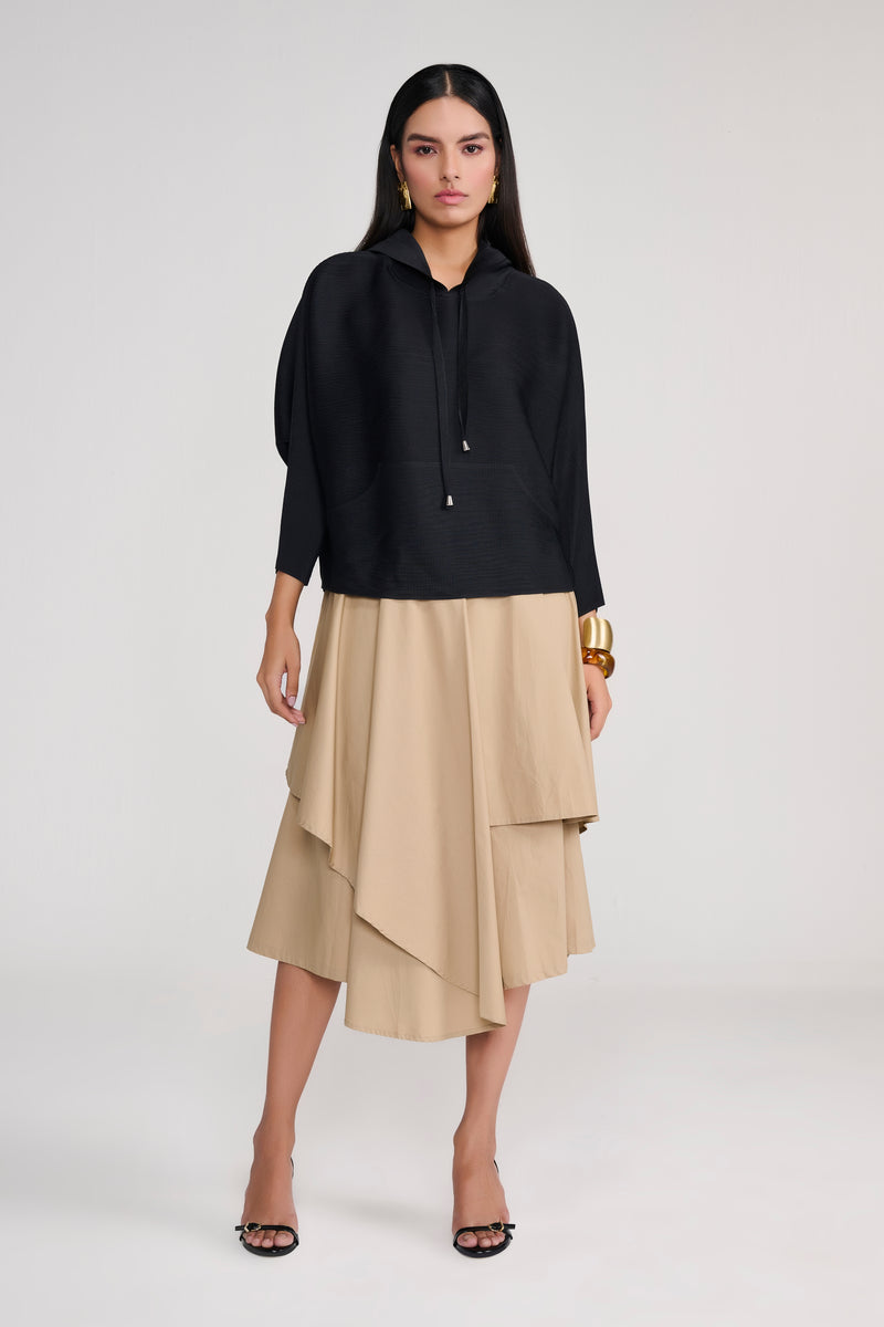 Khaki Asymmetric Drape Culottes