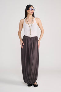 Grey Drape Harem Style Long Skirt