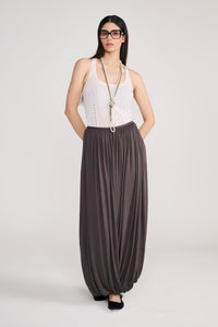 Grey Drape Harem Style Long Skirt