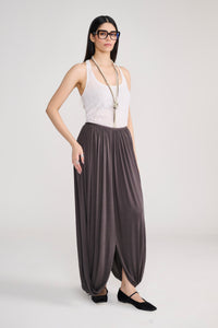 Grey Drape Harem Style Long Skirt