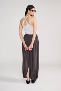 Grey Drape Harem Style Long Skirt