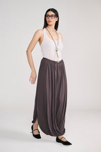 Grey Drape Harem Style Long Skirt