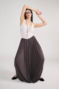 Grey Drape Harem Style Long Skirt