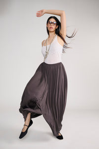 Grey Drape Harem Style Long Skirt