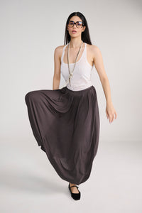 Grey Drape Harem Style Long Skirt