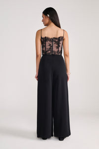 Black Pants With Center Pleating Detail