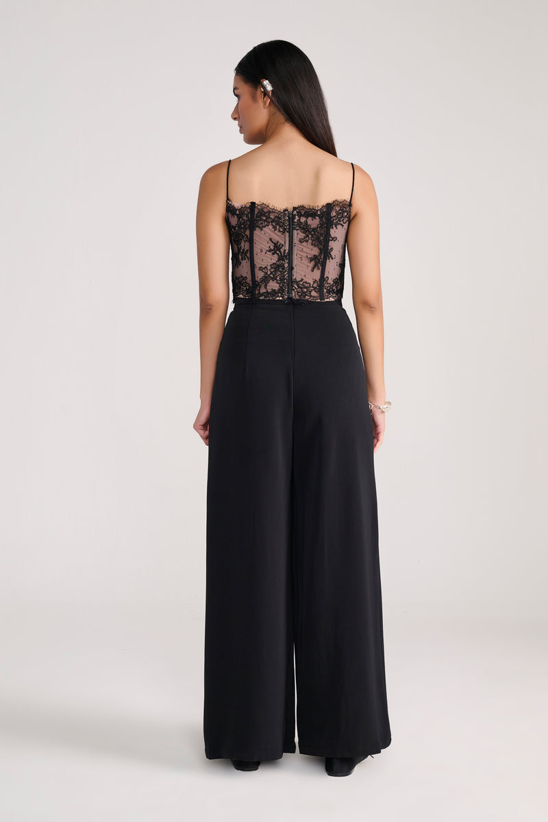 Black Pants With Center Pleating Detail