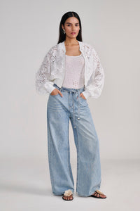 Blue Denim Rhinestone splatter jeans with belt