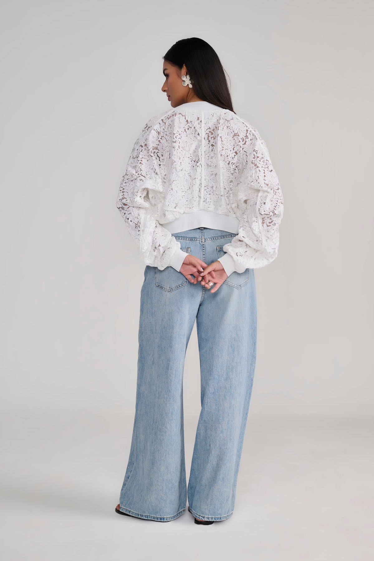 Blue Denim Rhinestone splatter jeans with belt