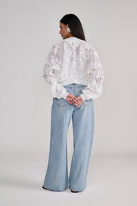 White Lace Bomber Jacket