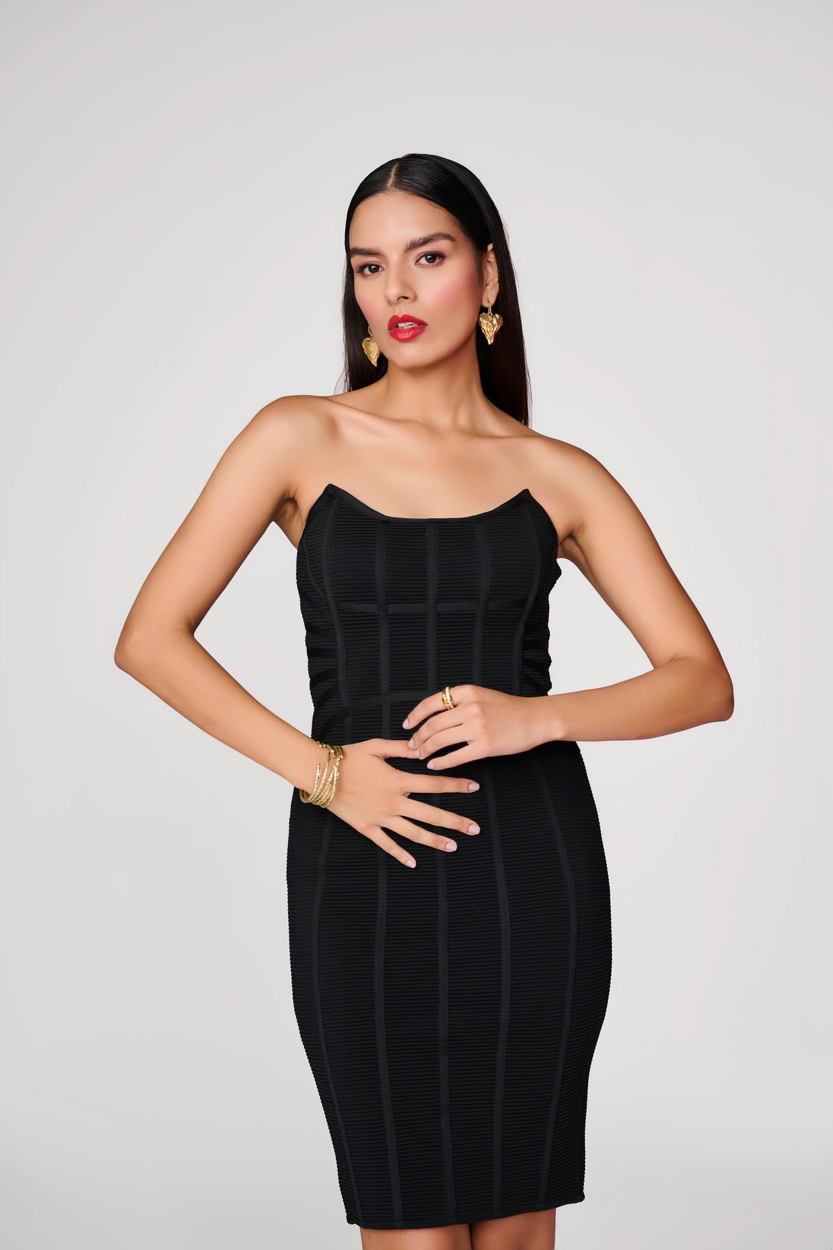 Black Tube Bandaged Dress