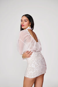 White Shirt with cut out gather detail at back