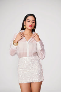 White Shirt with cut out gather detail at back