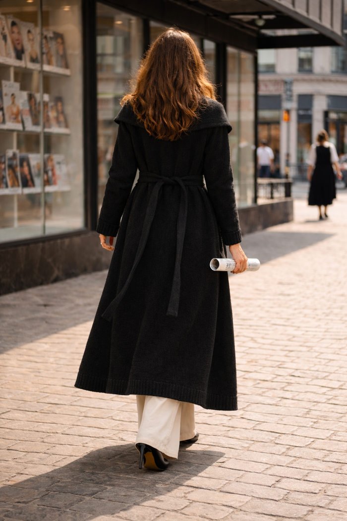 The Essential Sweater-Knit Belted Overcoat